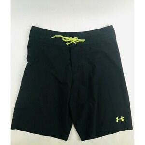 Heat Gear Shorts Men's Size 32 Black Swimming Board Trunks Logo Drawstring